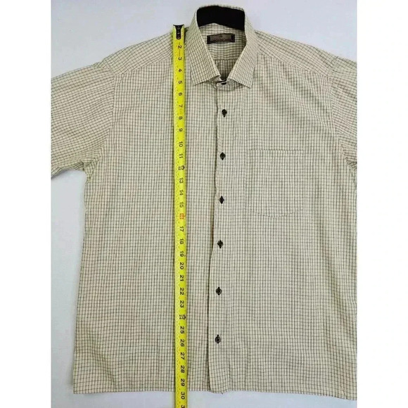 Roberto Cavalli Size XL Mens Classic Beige Brown Check Short Sleeve Pocket Shirt - Picture 8 of 9